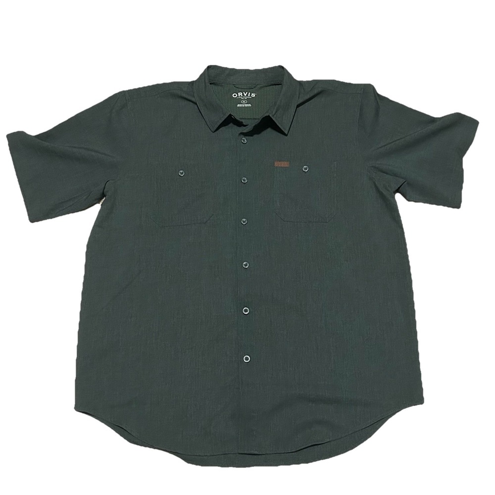 Orvis Men's XL Button Down Shirt Short Sleeve Green Classic Collection